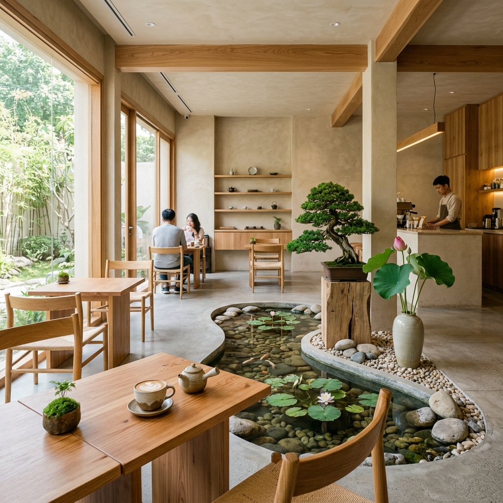 Zen Cafe Interior inspired by Lotus